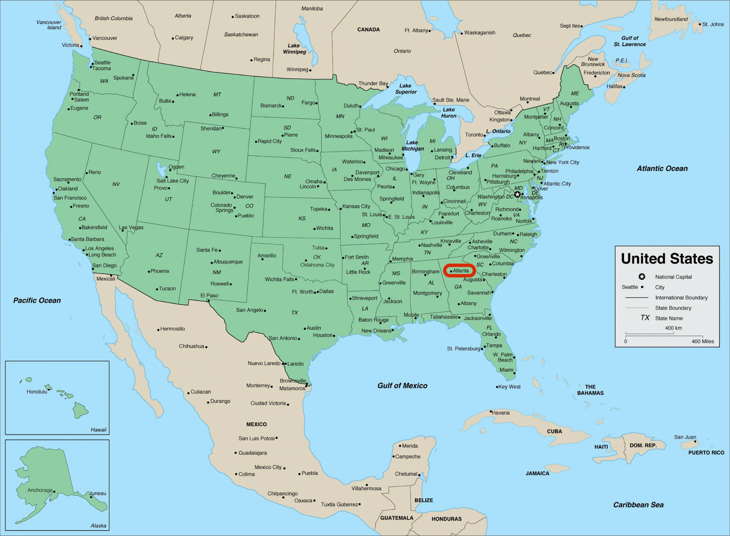 Map of Atlanta Georgia - USA
