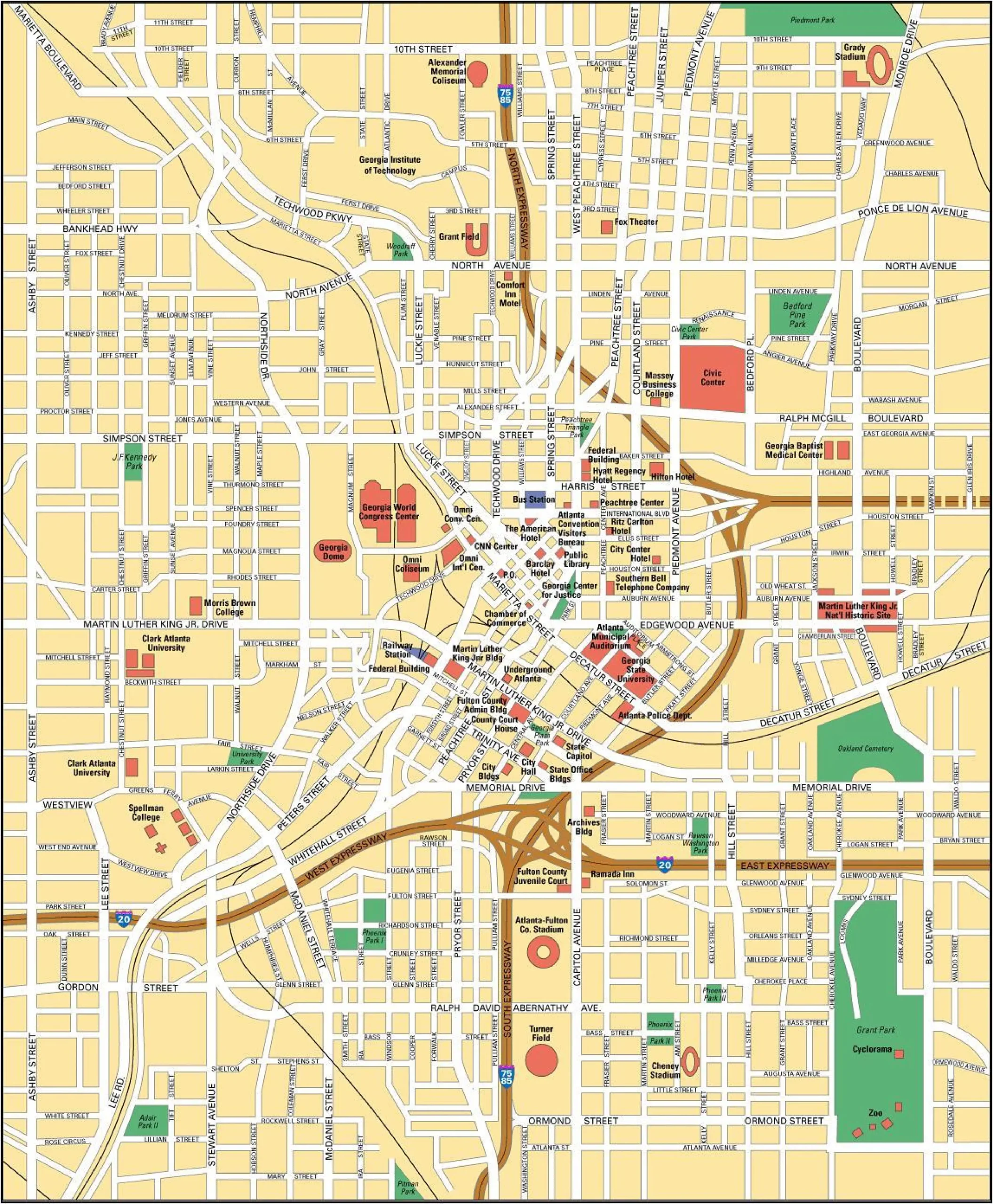 Map of downtown Atlanta