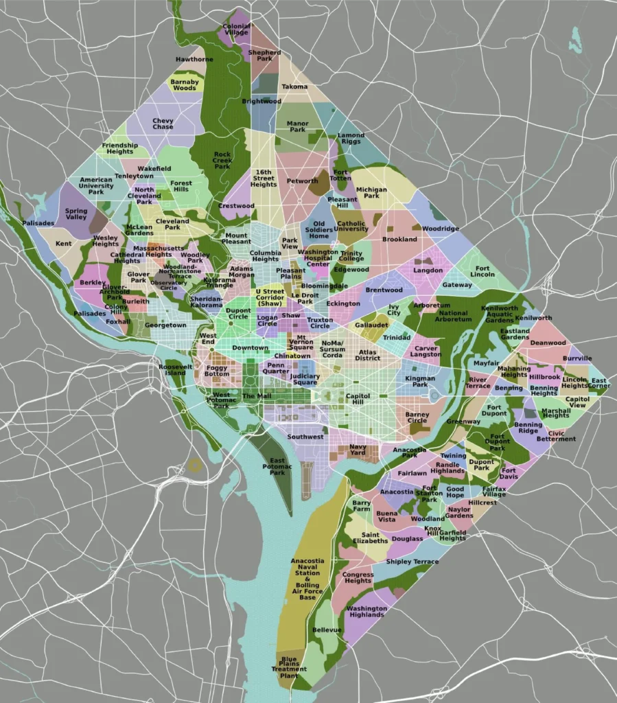 Map of Washington DC districts