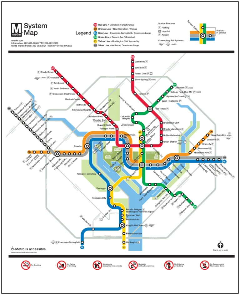 DC Metro Map 2026 - Wmata metro map > dc metro red line map | Washington metro map pdf